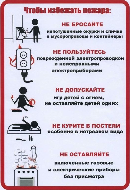 Памятка по пожарной безопасности