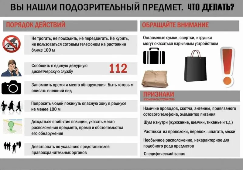 Что делать, если Вы обнаружили подозрительный предмет?