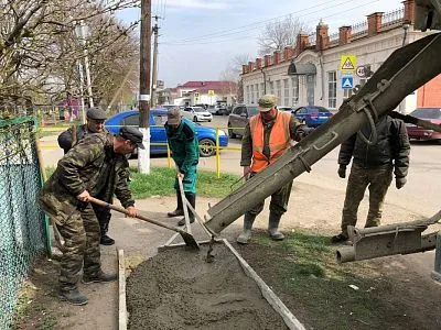Работы по строительству тротуара